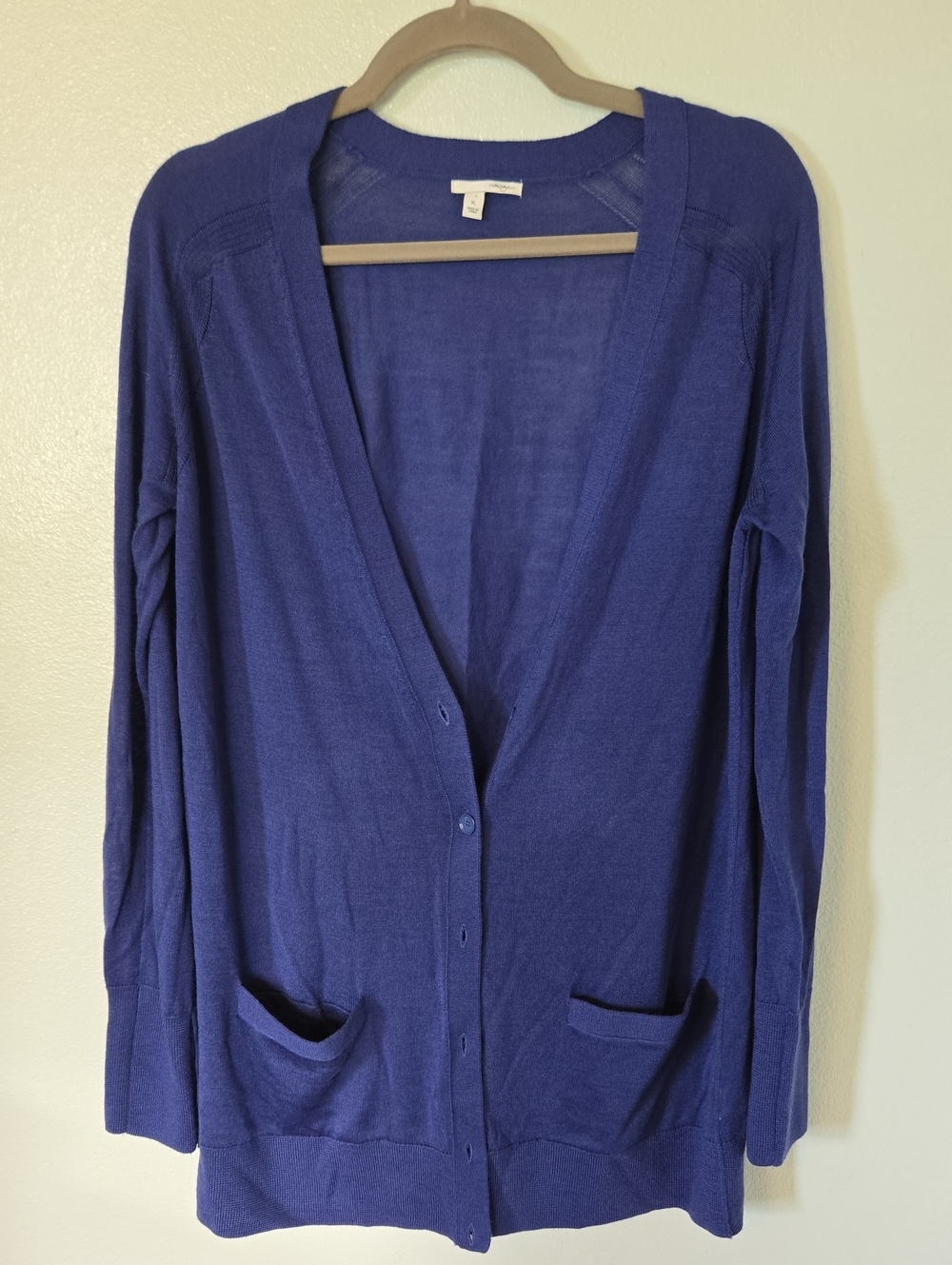 Halogen | Merino Wool Dark Blue Lightweight Cardigan Duster Size XL